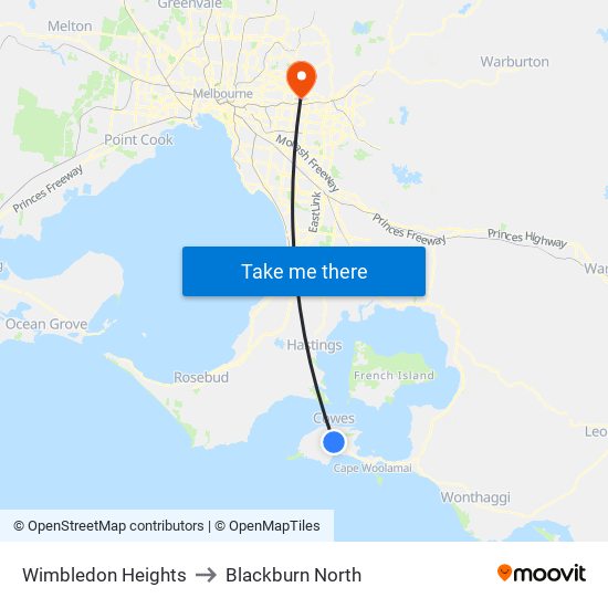 Wimbledon Heights to Blackburn North map