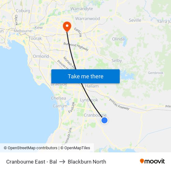 Cranbourne East - Bal to Blackburn North map