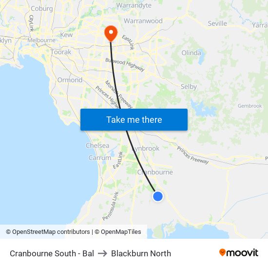 Cranbourne South - Bal to Blackburn North map