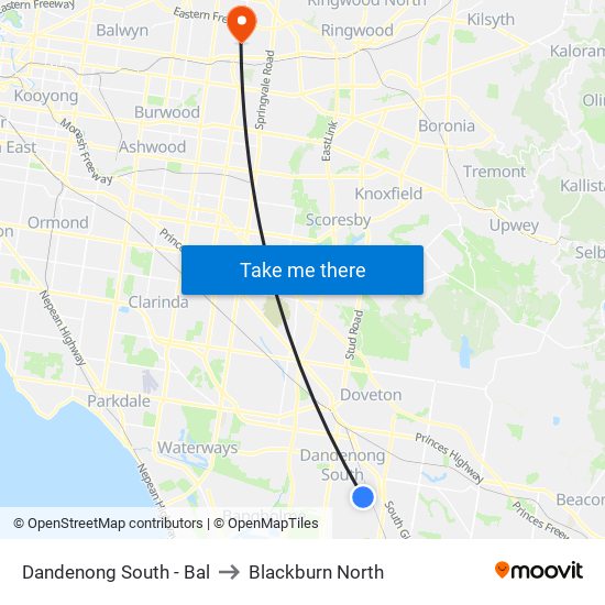 Dandenong South - Bal to Blackburn North map