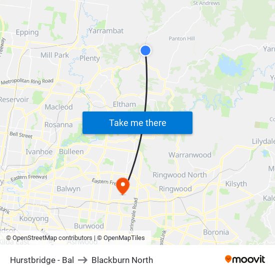 Hurstbridge - Bal to Blackburn North map