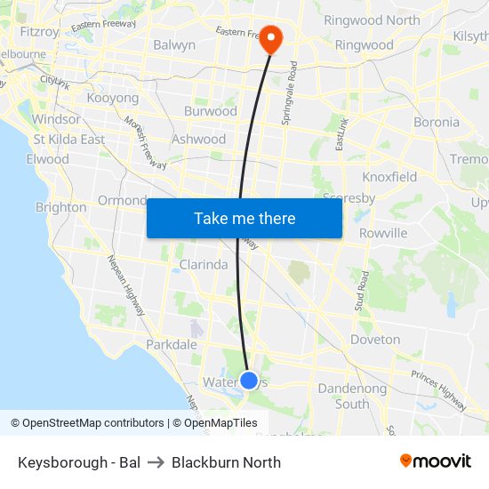 Keysborough - Bal to Blackburn North map