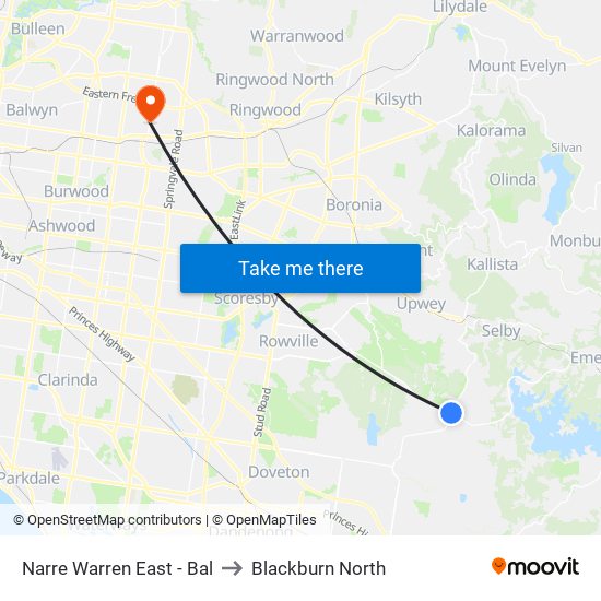 Narre Warren East - Bal to Blackburn North map