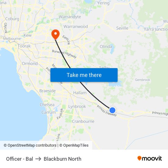 Officer - Bal to Blackburn North map