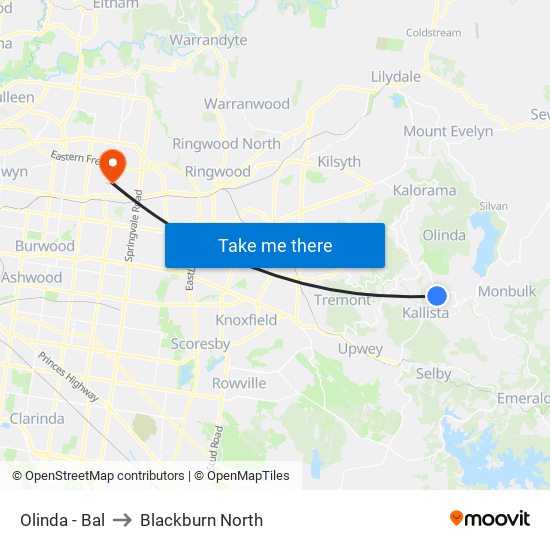 Olinda - Bal to Blackburn North map