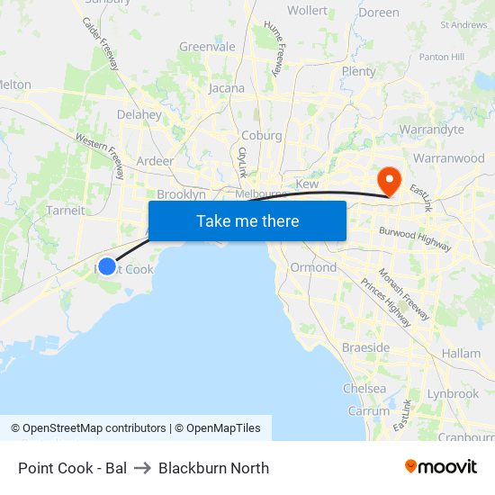 Point Cook - Bal to Blackburn North map