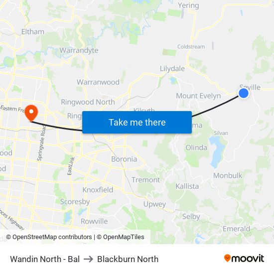 Wandin North - Bal to Blackburn North map