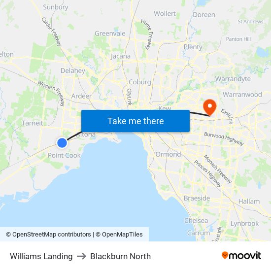 Williams Landing to Blackburn North map