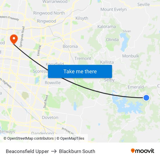 Beaconsfield Upper to Blackburn South map