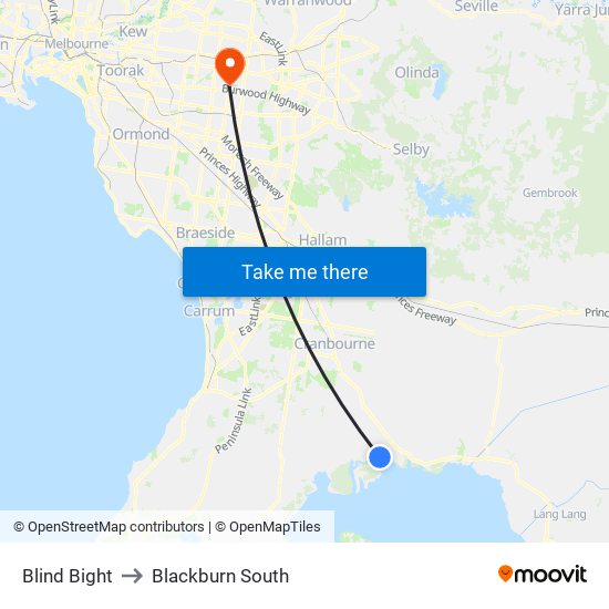 Blind Bight to Blackburn South map