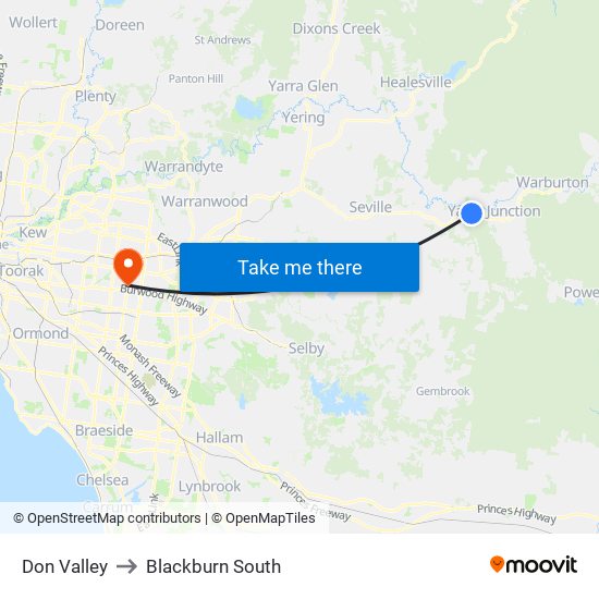 Don Valley to Blackburn South map