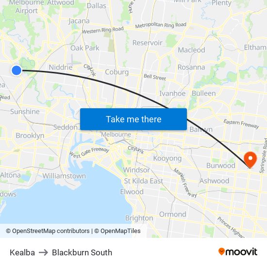 Kealba to Blackburn South map