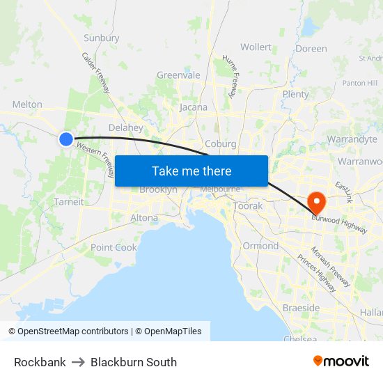 Rockbank to Blackburn South map