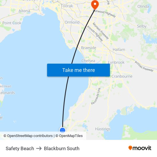 Safety Beach to Blackburn South map