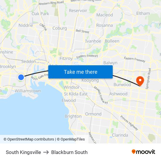 South Kingsville to Blackburn South map