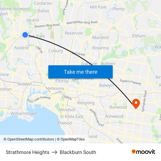 Strathmore Heights to Blackburn South map