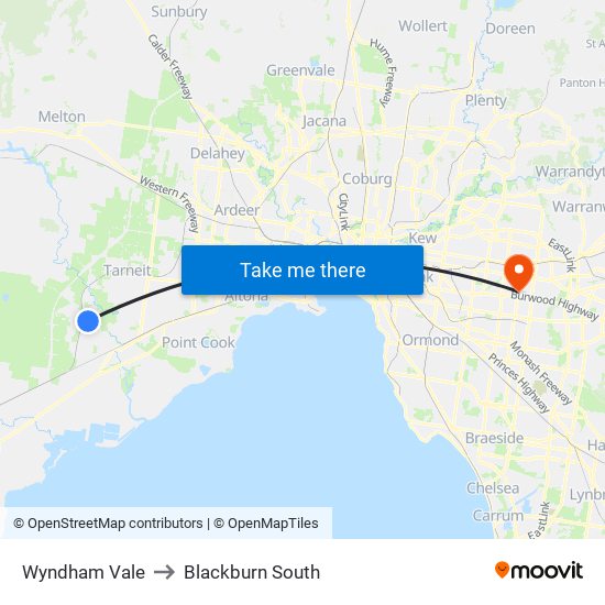 Wyndham Vale to Blackburn South map