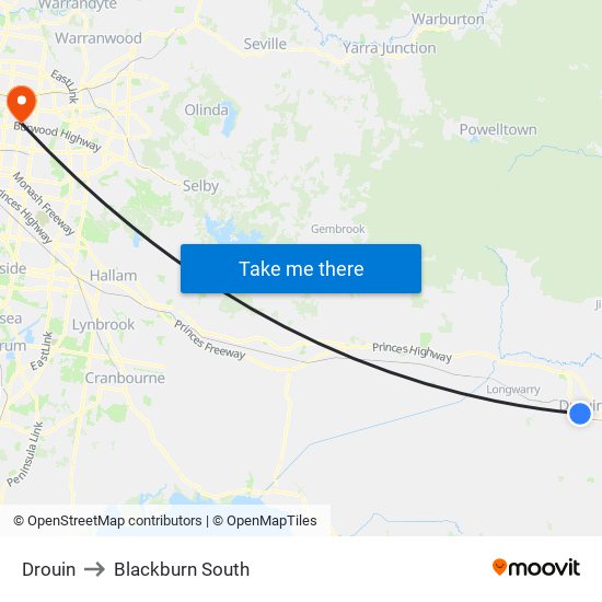 Drouin to Blackburn South map