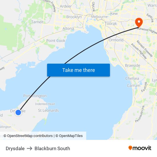 Drysdale to Blackburn South map