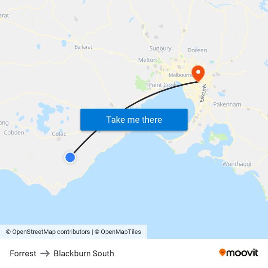 Forrest to Blackburn South map