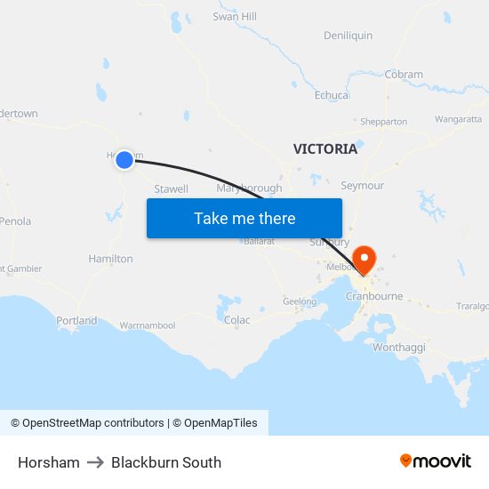 Horsham to Blackburn South map