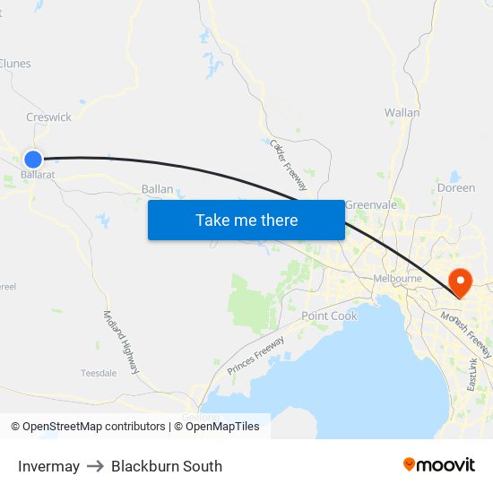 Invermay to Blackburn South map
