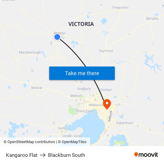 Kangaroo Flat to Blackburn South map