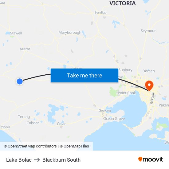 Lake Bolac to Blackburn South map