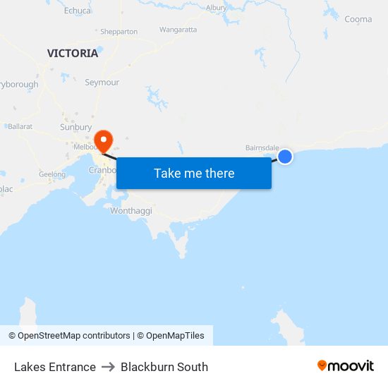 Lakes Entrance to Blackburn South map