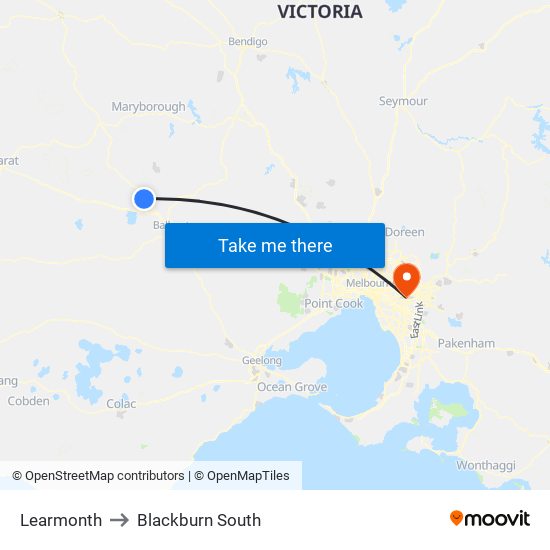 Learmonth to Blackburn South map