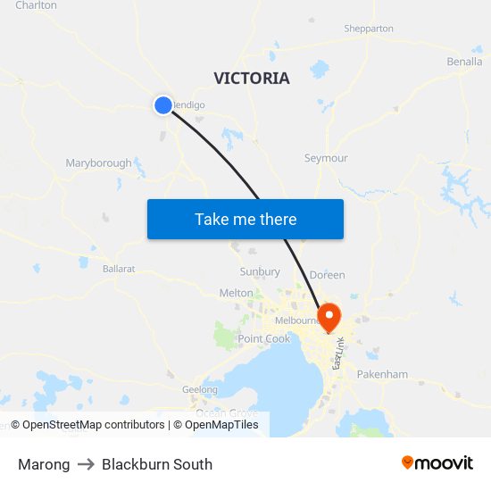 Marong to Blackburn South map