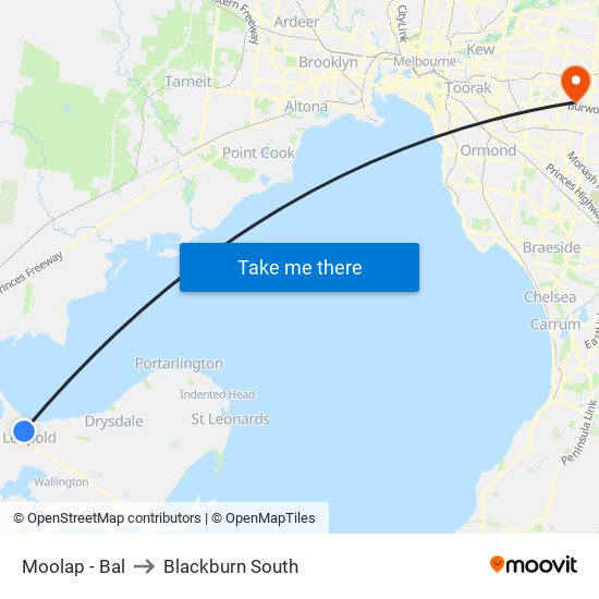 Moolap - Bal to Blackburn South map