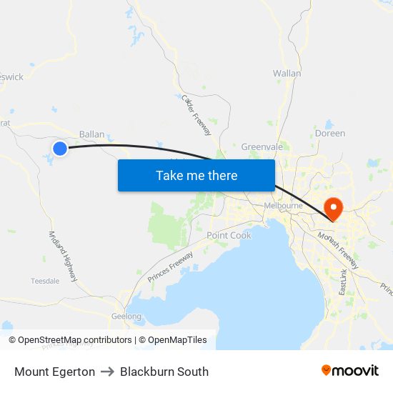 Mount Egerton to Blackburn South map