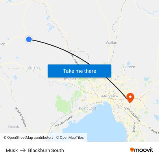 Musk to Blackburn South map