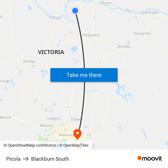 Picola to Blackburn South map