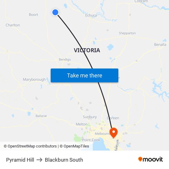 Pyramid Hill to Blackburn South map