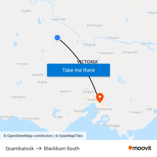 Quambatook to Blackburn South map