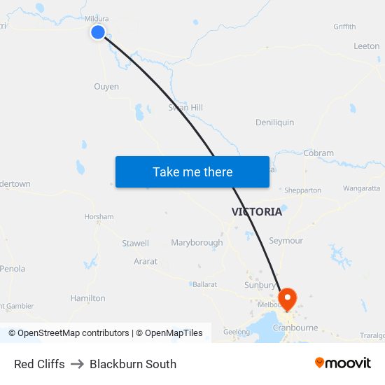 Red Cliffs to Blackburn South map