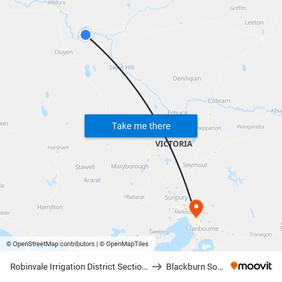 Robinvale Irrigation District Section B to Blackburn South map