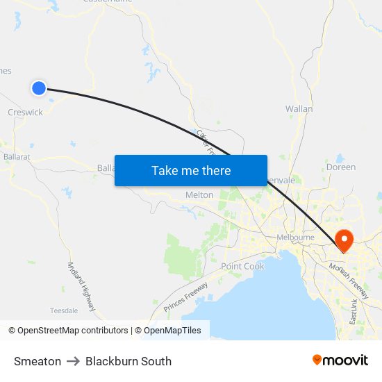 Smeaton to Blackburn South map