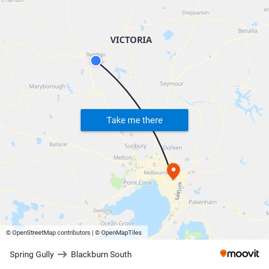 Spring Gully to Blackburn South map