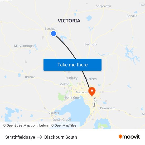 Strathfieldsaye to Blackburn South map