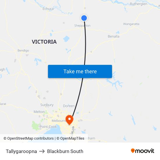 Tallygaroopna to Blackburn South map