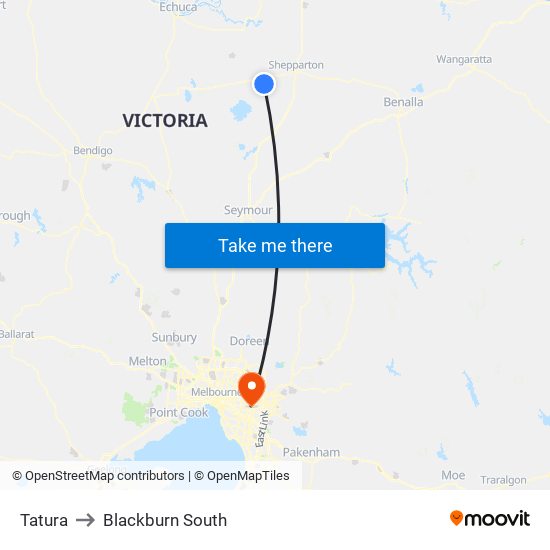 Tatura to Blackburn South map