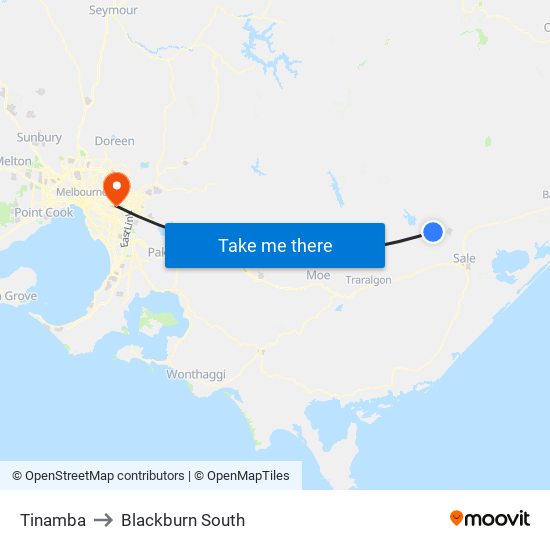 Tinamba to Blackburn South map