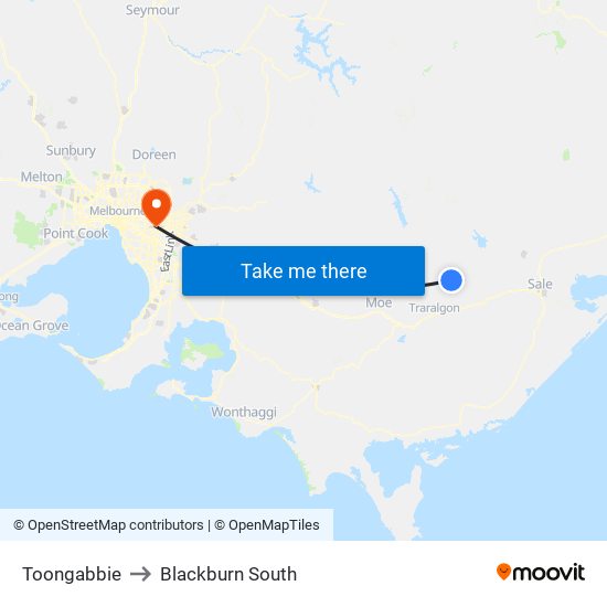 Toongabbie to Blackburn South map