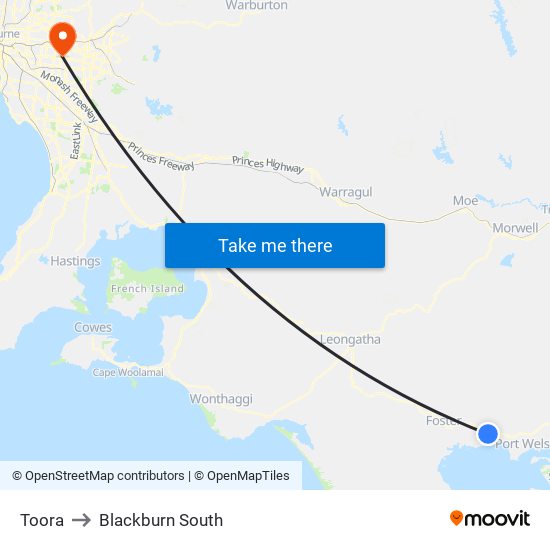 Toora to Blackburn South map