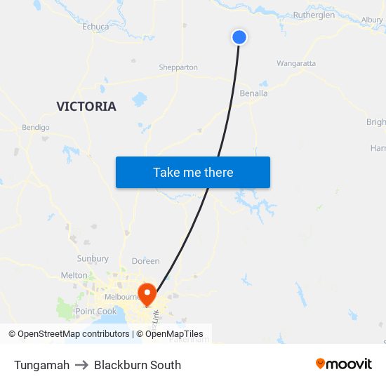 Tungamah to Blackburn South map