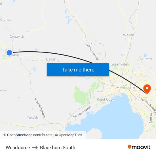 Wendouree to Blackburn South map