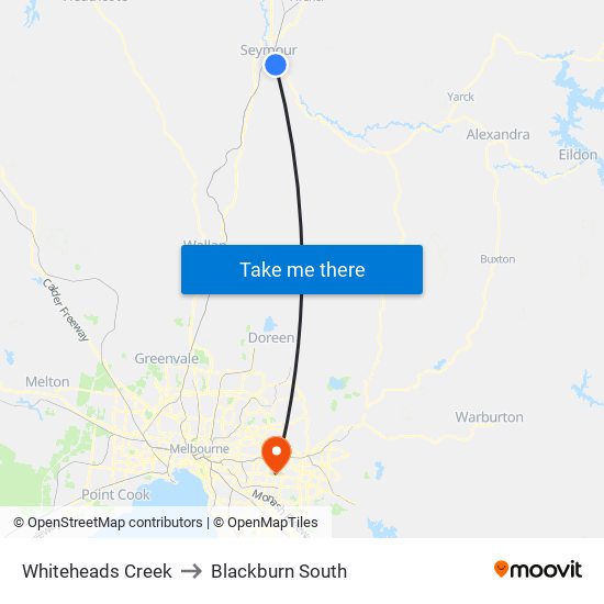 Whiteheads Creek to Blackburn South map